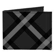 Canvas Bi-Fold Wallet - Buffalo Plaid X Charcoal Black Gray Canvas Bi-Fold Wallets Buckle-Down   