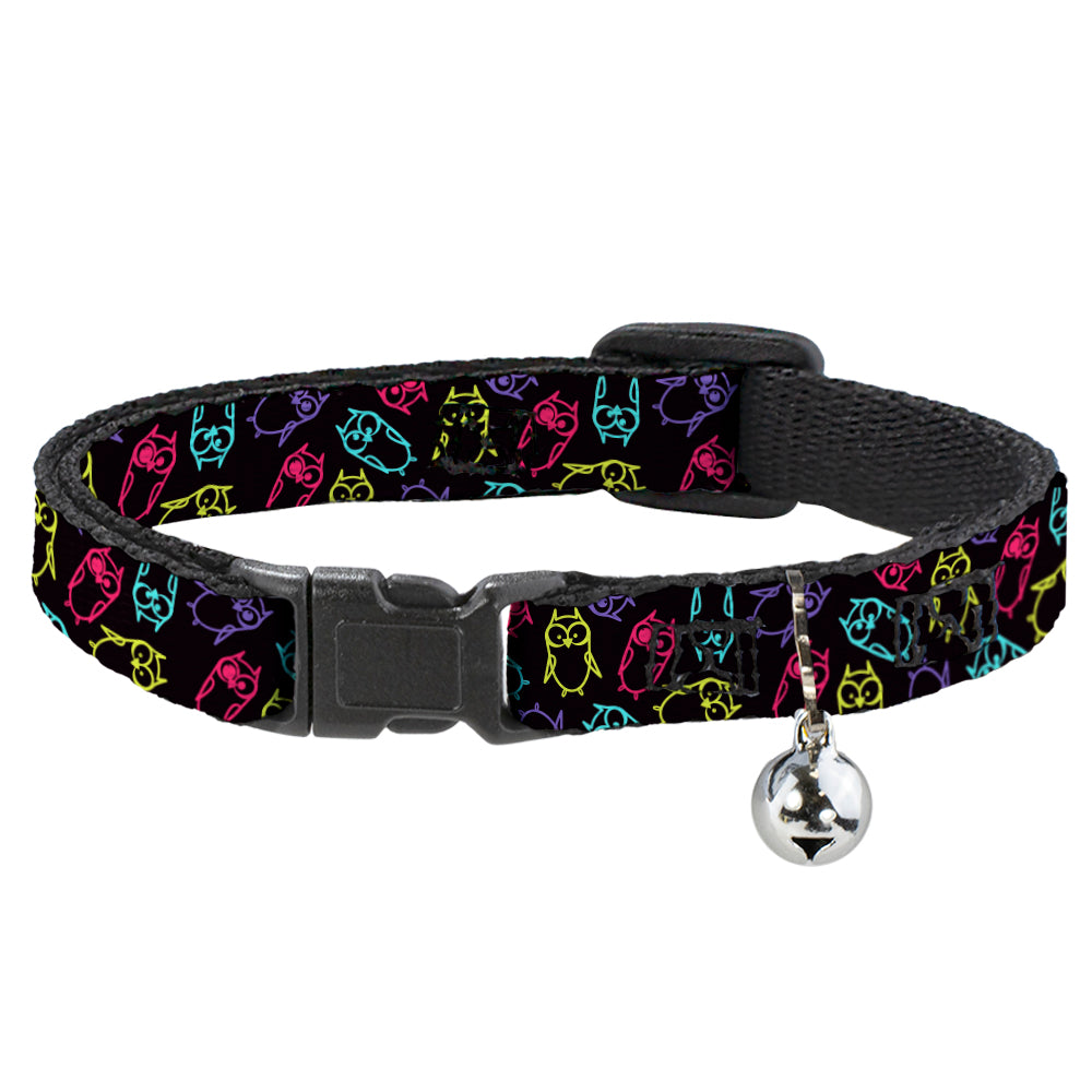 Cat Collar Breakaway - Owl Sketch Black Multi Color Breakaway Cat Collars Buckle-Down   