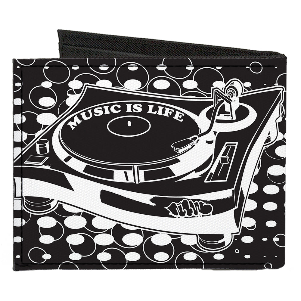 Canvas Bi-Fold Wallet - B-Boy Turntable Black White Canvas Bi-Fold Wallets Buckle-Down   