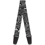 Guitar Strap - Bandana Skulls Black White Guitar Straps Buckle-Down   