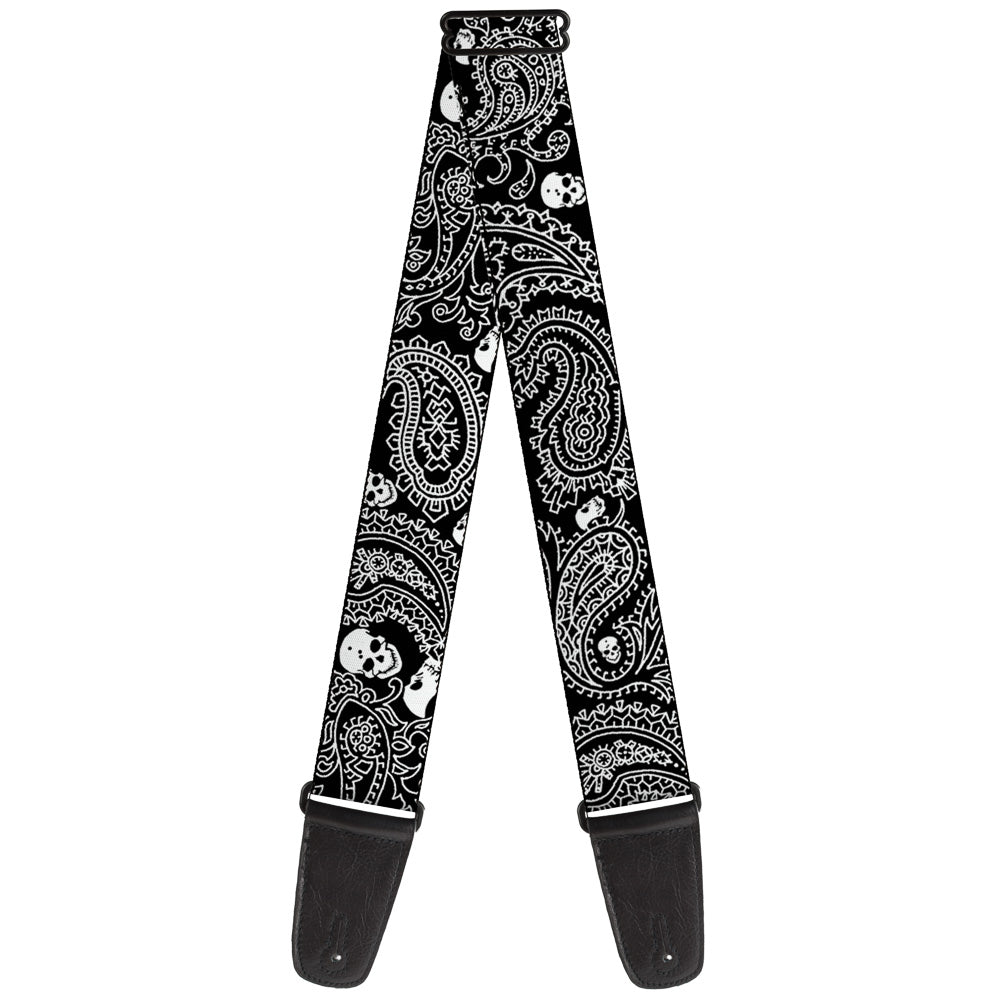 Guitar Strap - Bandana Skulls Black White Guitar Straps Buckle-Down   