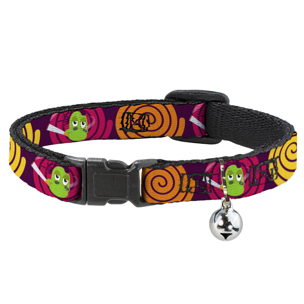 Cat Collar Breakaway - Green Dragons Smoking Purple Breakaway Cat Collars Buckle-Down   
