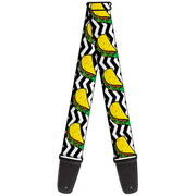 Guitar Strap - Taco Chevron Black White Guitar Straps Buckle-Down   