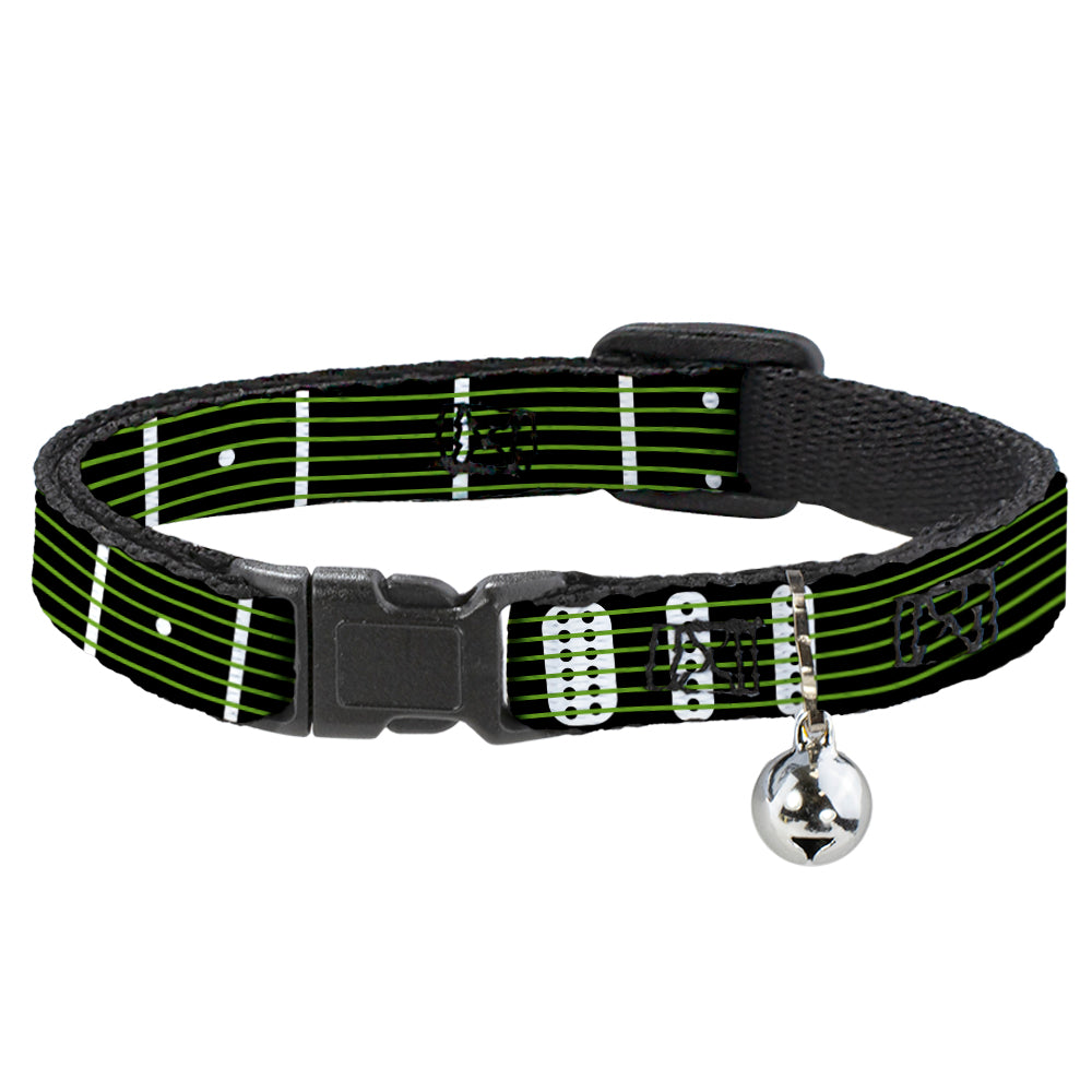 Cat Collar Breakaway - Guitar Neck Black White Lime Green Breakaway Cat Collars Buckle-Down   