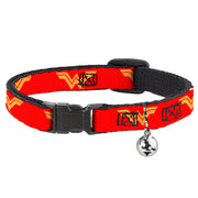 Cat Collar Breakaway with Bell - DC League of Super-Pets Wonder Woman Logo Red Yellow Breakaway Cat Collars DC Comics   