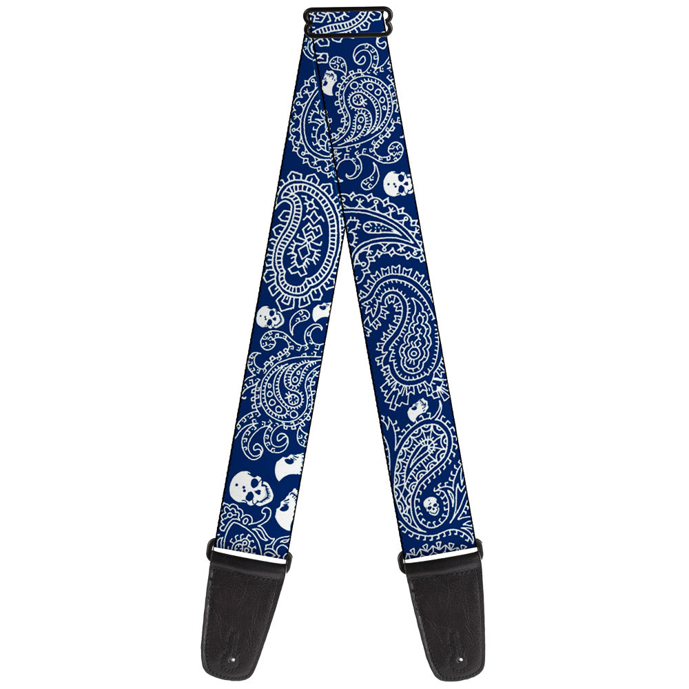 Guitar Strap - Bandana Skulls Royal White Guitar Straps Buckle-Down   