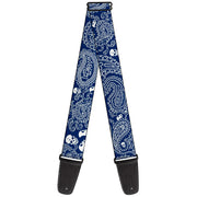 Guitar Strap - Bandana Skulls Royal White Guitar Straps Buckle-Down   