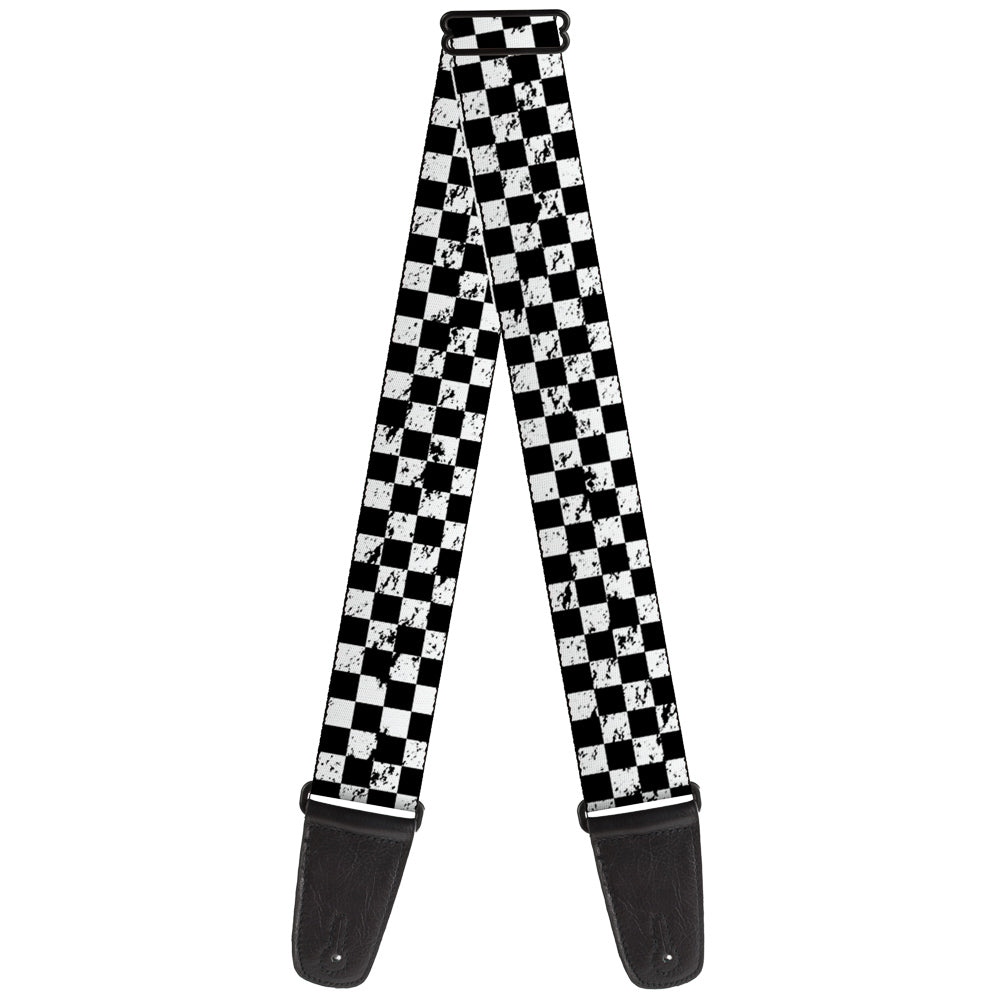 Guitar Strap - Checker Weathered Black White Guitar Straps Buckle-Down   