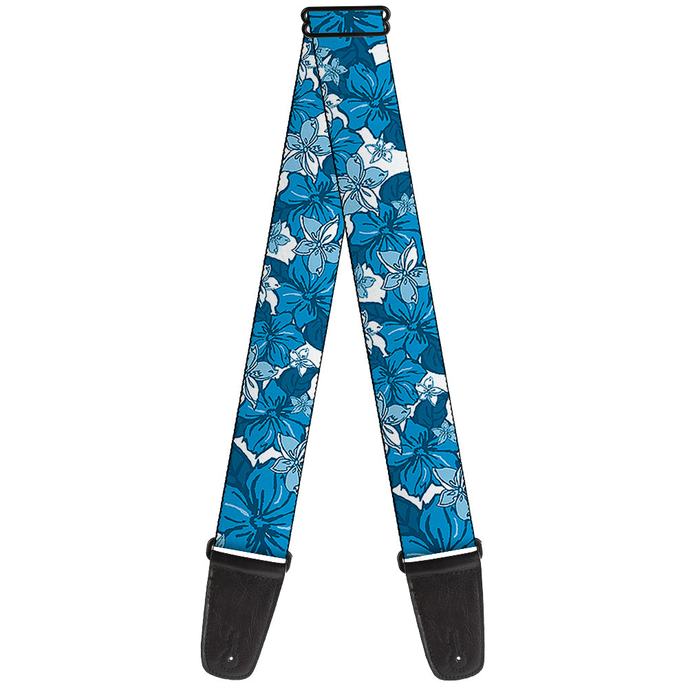 Guitar Strap - Hibiscus Collage White Blues Guitar Straps Buckle-Down   
