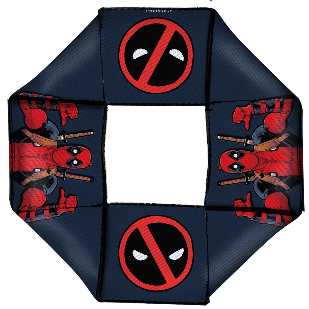 MARVEL DEADPOOL Dog Toy Squeaky Octagon Flyer - Deadpool This Guy Pose Logo2 Gray Red Black White Dog Toy Squeaky Octagon Flyer Marvel Comics   