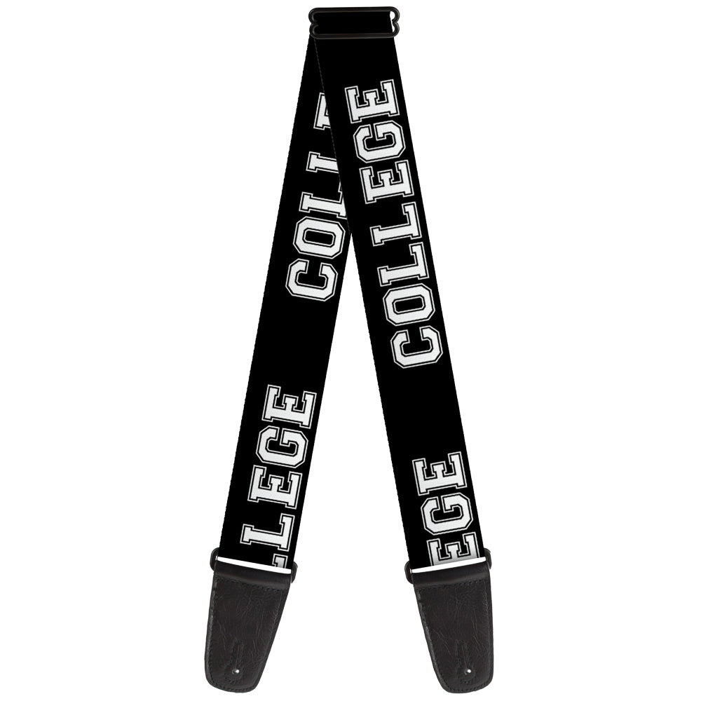 Guitar Strap - COLLEGE Black White Guitar Straps Buckle-Down   
