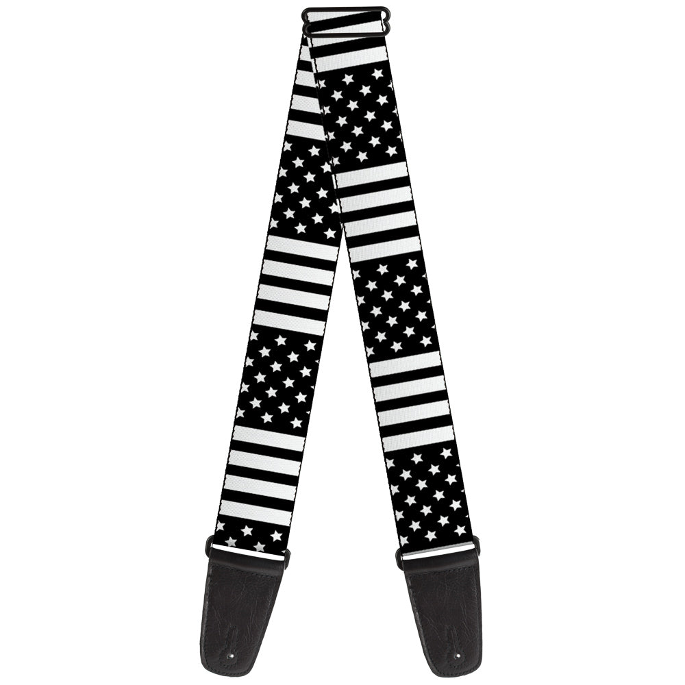 Guitar Strap - American Flag CLOSE-UP Black White Guitar Straps Buckle-Down   