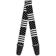Guitar Strap - American Flag CLOSE-UP Black White Guitar Straps Buckle-Down   