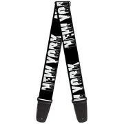 Guitar Strap - NEW YORK Bold Skyline Silhouette Black White Black Guitar Straps Buckle-Down   