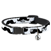Cat Collar Breakaway - Mustaches White Black Breakaway Cat Collars Buckle-Down   