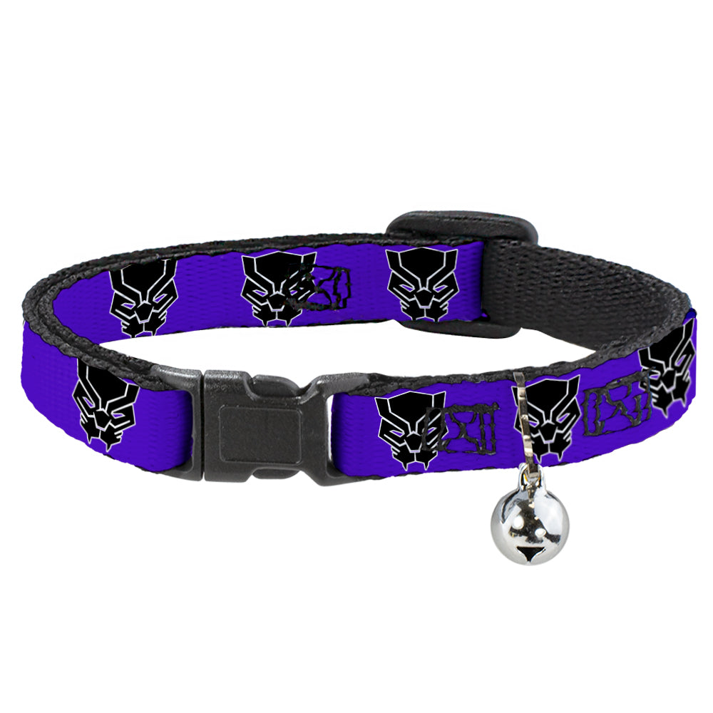Cat Collar Breakaway - Black Panther Avengers Icon Purple White Black Breakaway Cat Collars Marvel Comics   