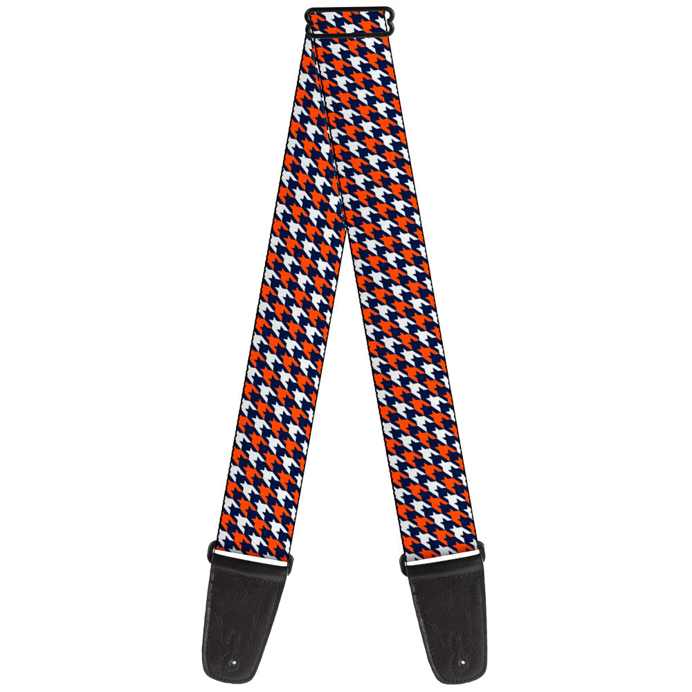 Guitar Strap - Houndstooth Navy Orange White Guitar Straps Buckle-Down   