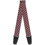 Guitar Strap - Houndstooth Navy Orange White Guitar Straps Buckle-Down   