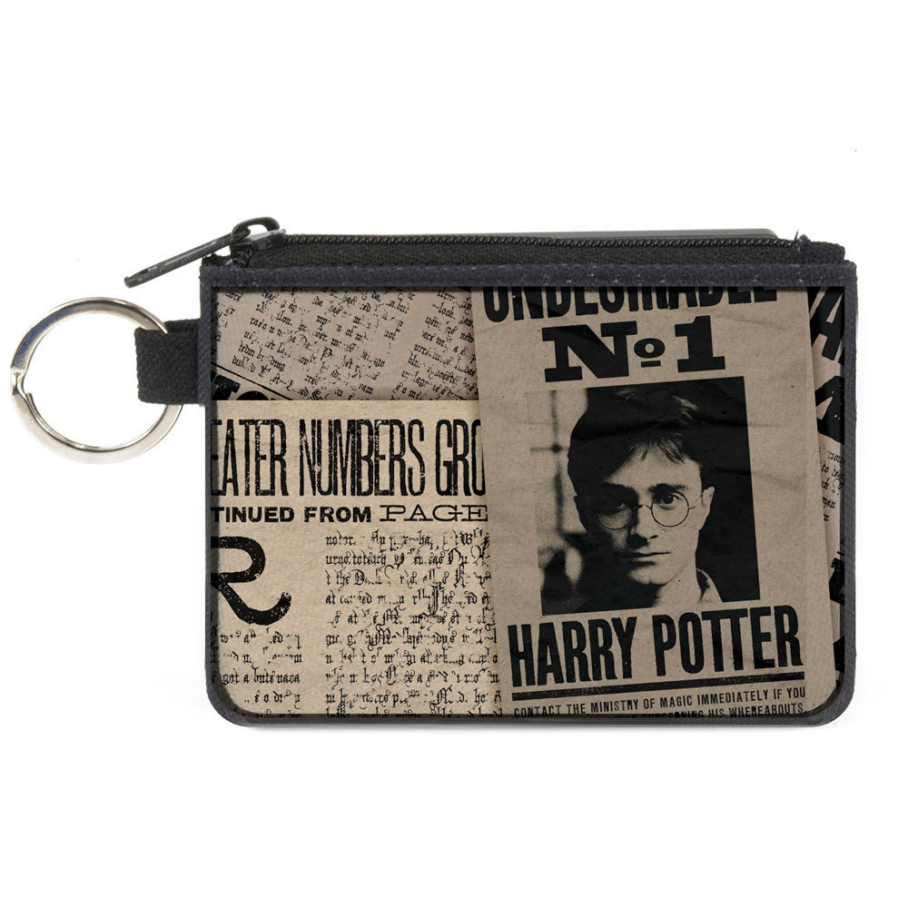 Canvas Zipper Wallet - MINI X-SMALL - Harry Potter Newspaper Headlines UNDESIRABLE NO 1 Canvas Zipper Wallets Harry Potter Default Title