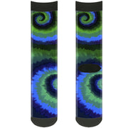 Sock Pair - Polyester - Tie Dye Swirl Green Blue Purple - CREW Socks Buckle-Down   