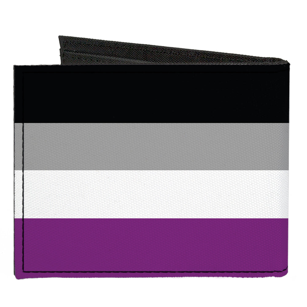 Canvas Bi-Fold Wallet - Flag Asexual Black Gray White Purple Canvas Bi-Fold Wallets Buckle-Down   