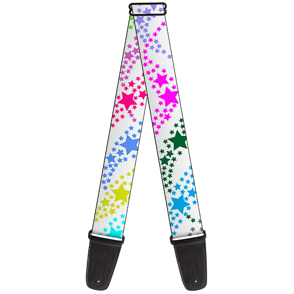 Guitar Strap - Falling Stars White Multi Color Guitar Straps Buckle-Down   