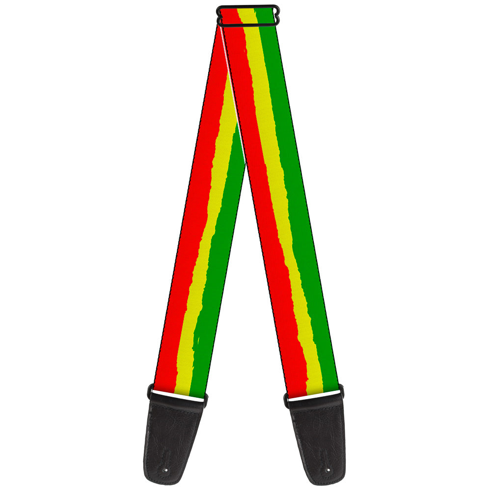 Guitar Strap - Rasta Stripes Painted Green Yellow Red Guitar Straps Buckle-Down   