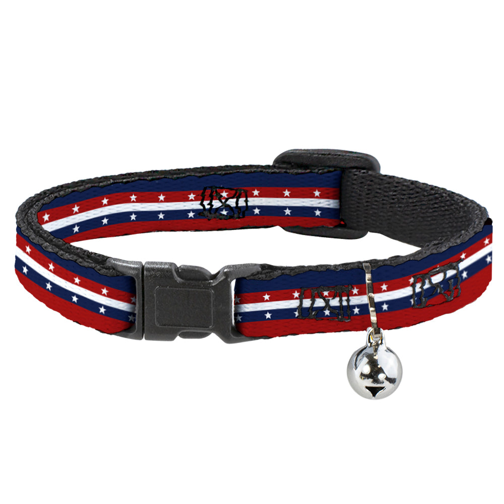 Cat Collar Breakaway - Americana Stripe w Stars Blue Red White Breakaway Cat Collars Buckle-Down   