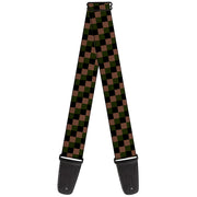 Guitar Strap - Checker Trio Tan Black Olive Guitar Straps Buckle-Down   