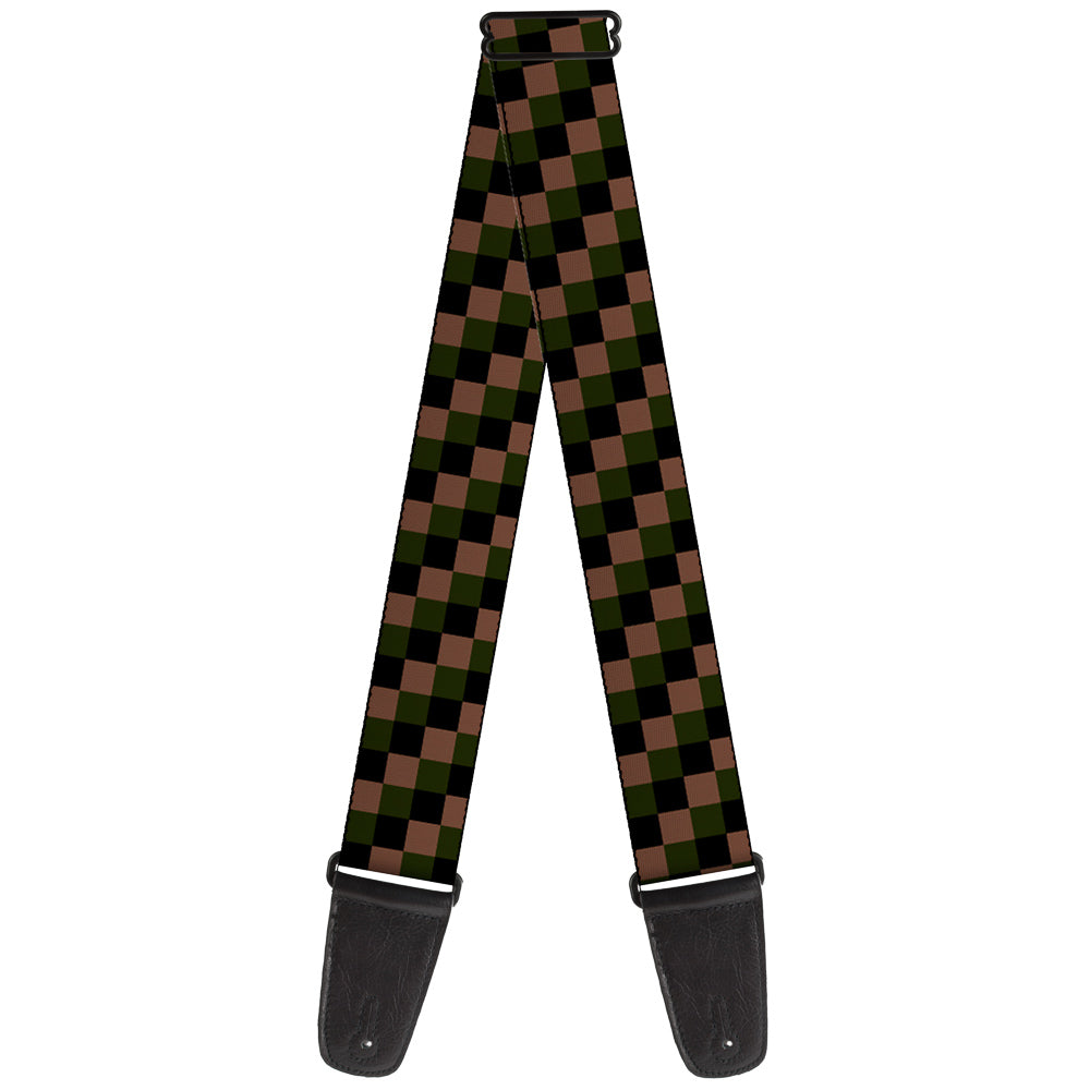 Guitar Strap - Checker Trio Tan Black Olive Guitar Straps Buckle-Down   