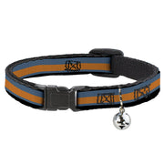 Cat Collar Breakaway with Bell - Stripes Black Steel Blue Orange Breakaway Cat Collars Buckle-Down   