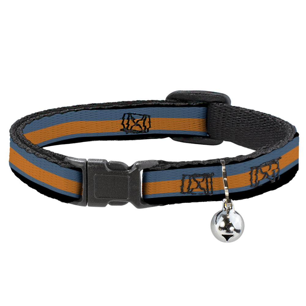 Cat Collar Breakaway with Bell - Stripes Black Steel Blue Orange Breakaway Cat Collars Buckle-Down   