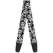 Guitar Strap - Scattered Panda Bear Cartoon2 Black White Guitar Straps Buckle-Down   