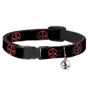 MARVEL DEADPOOL Cat Collar Breakaway - Deadpool Logo Black Red White Breakaway Cat Collars Marvel Comics   