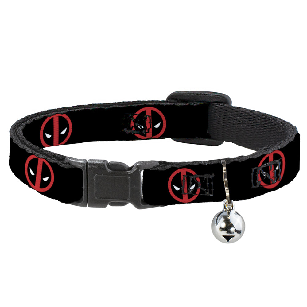 MARVEL DEADPOOL Cat Collar Breakaway - Deadpool Logo Black Red White Breakaway Cat Collars Marvel Comics   