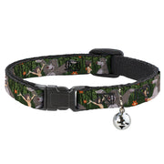 Cat Collar Breakaway - Mowgli & Baloo 3-Poses Leaves Flowers Greens Orange Breakaway Cat Collars Disney   