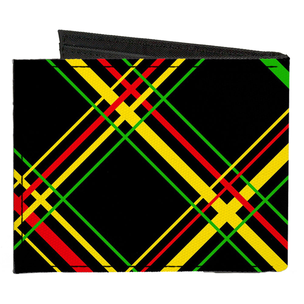 Canvas Bi-Fold Wallet - Plaid X Rasta Canvas Bi-Fold Wallets Buckle-Down   