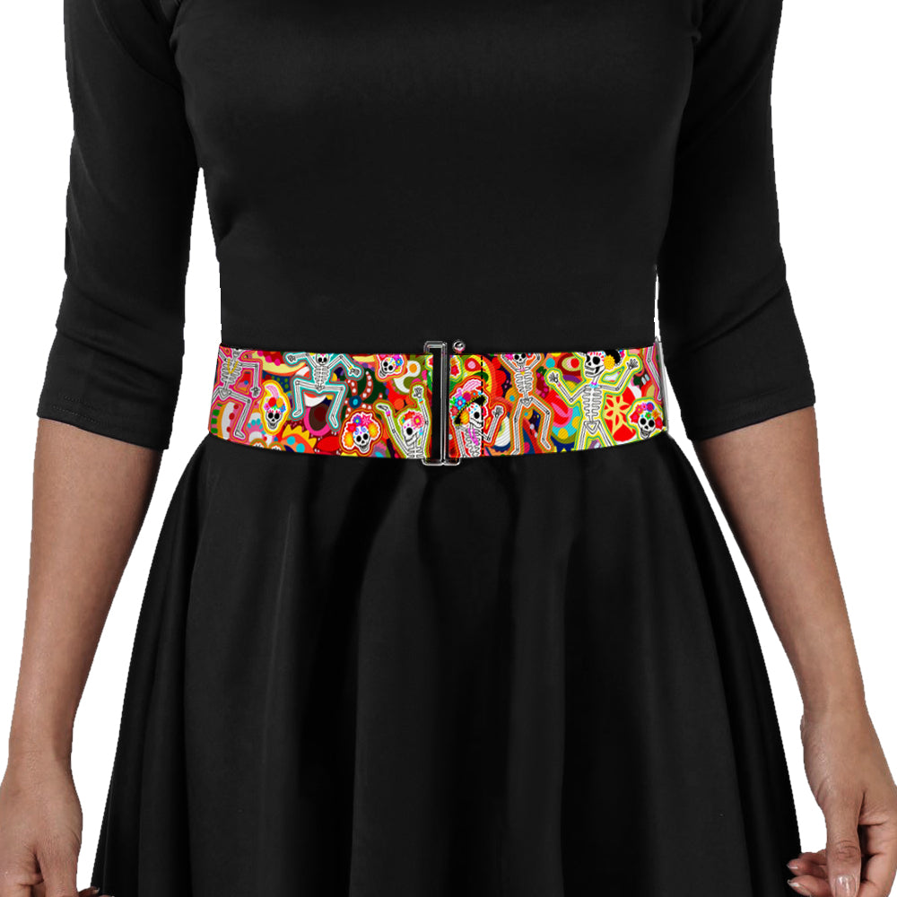 Cinch Waist Belt - Dancing Catrinas Collage Multi Color Womens Cinch Waist Belts Thaneeya McArdle   