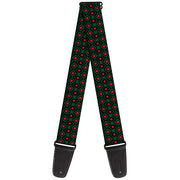 Guitar Strap - Geometric3 Black Forest Green Red Guitar Straps Buckle-Down   