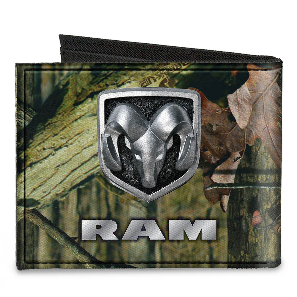 Canvas Bi-Fold Wallet - RAM Logo Mossy Oak Break-Up Infinity Silver Canvas Bi-Fold Wallets Ram/Mossy Oak