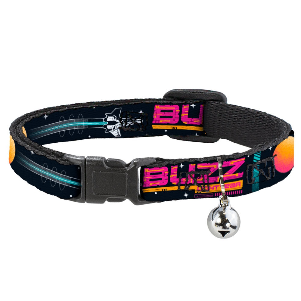 Cat Collar Breakaway with Bell - BUZZ LIGHTYEAR Hyper Speed Spaceship Black Multi Color Breakaway Cat Collars Disney   