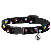 Cat Collar Breakaway - Cupcake Sprinkles Black Multi Color Breakaway Cat Collars Buckle-Down   