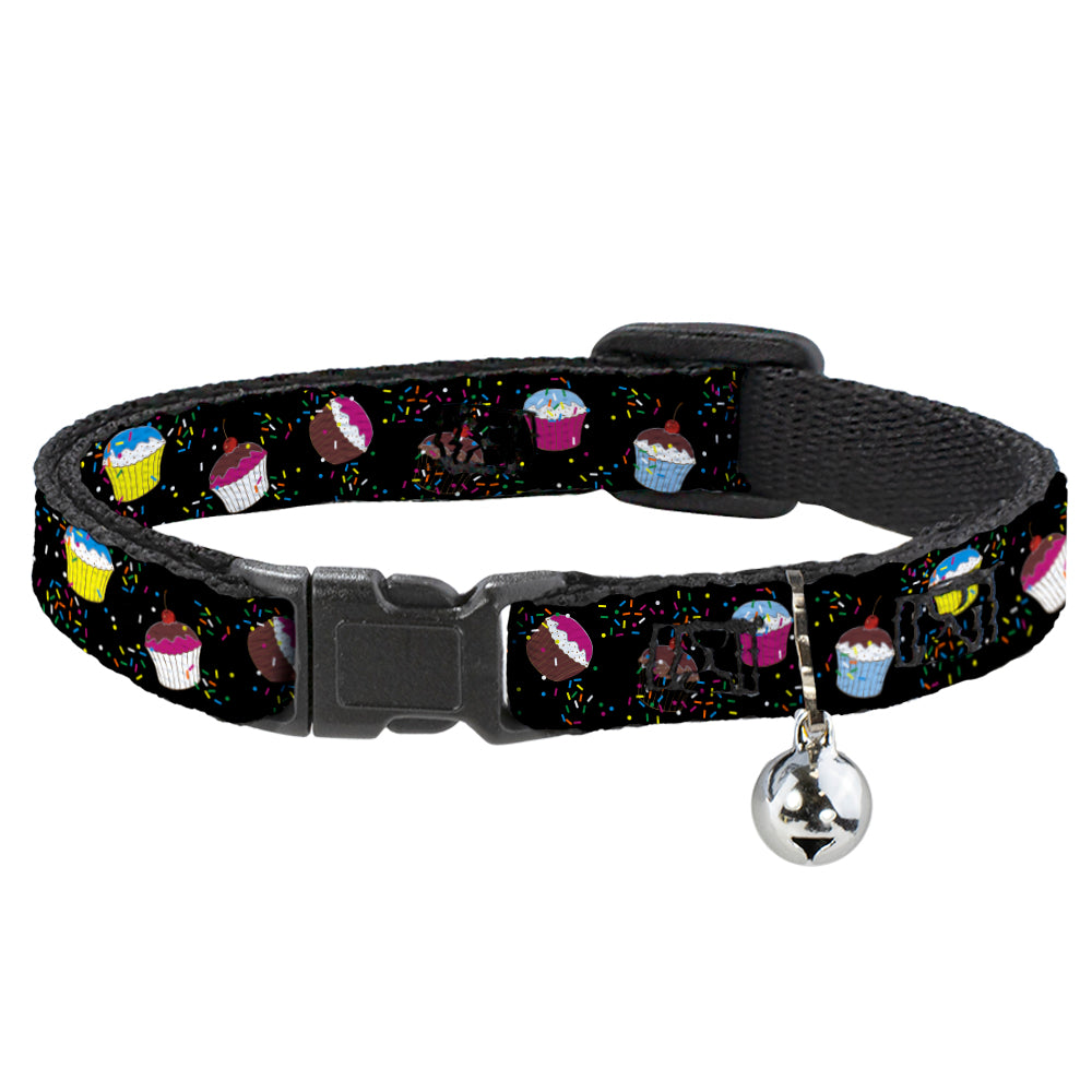 Cat Collar Breakaway - Cupcake Sprinkles Black Multi Color Breakaway Cat Collars Buckle-Down   