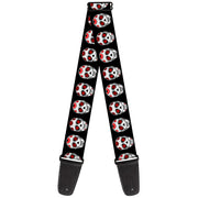 Guitar Strap - Sugar Skulls Black White Red Guitar Straps Buckle-Down   