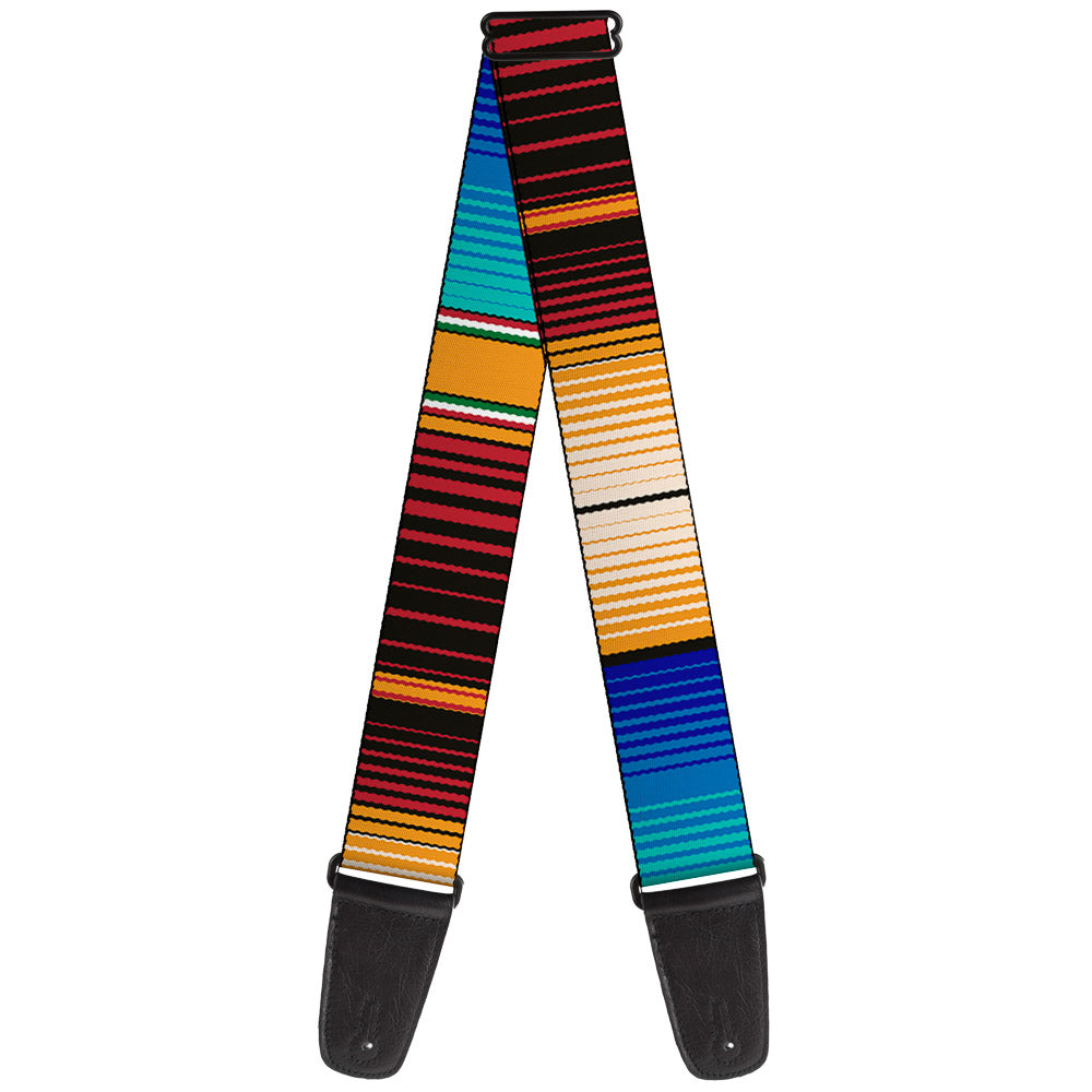 Guitar Strap - Zarape6 Vertical Stripe Gold Blues Black Red Guitar Straps Buckle-Down   