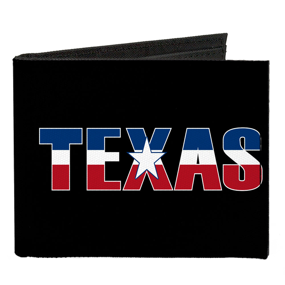 Canvas Bi-Fold Wallet - TEXAS w Star Black White Blue Red Canvas Bi-Fold Wallets Buckle-Down   