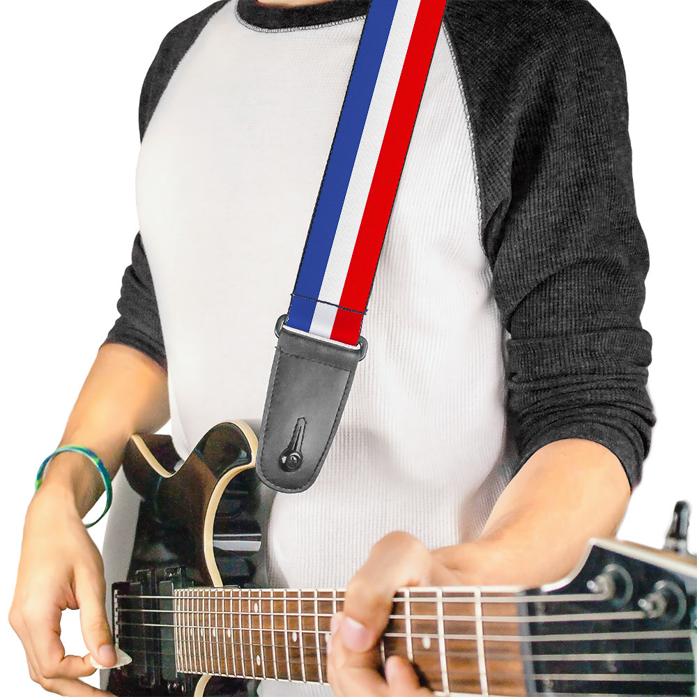 Guitar Strap - Stripes Blue White Red Guitar Straps Buckle-Down   