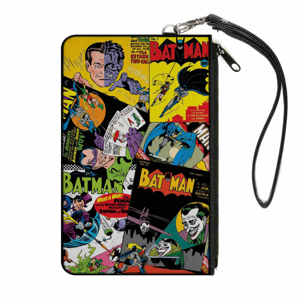 Canvas Zipper Wallet - LARGE - Retro Batman 6-Comic Book Covers Stacked Canvas Zipper Wallets DC Comics   