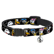 Cat Collar Breakaway - Disney The Sensational Six Smiling Faces Black Breakaway Cat Collars Disney   