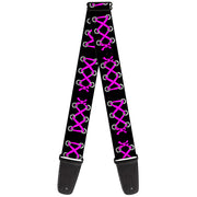 Guitar Strap - Corset Lace Up Black Fuchsia Guitar Straps Buckle-Down   